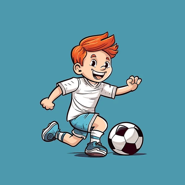 Fußballspieler Handgezeichnete Comic Illustration Eines Fußballspielers Zeichentrickfilm Vector Doodle Stil — Stockvektor