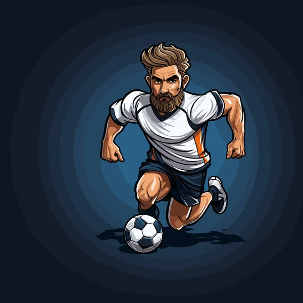 Footballeur Illustration Comique Dessinée Main Par Footballeur Illustration Vectorielle Dessin — Image vectorielle