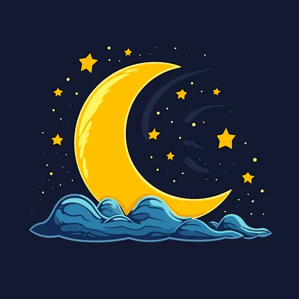 Φεγγάρι Χειροποίητη Κωμική Απεικόνιση Φεγγάρι Εικονογράφηση Στυλ Διανυσματικών Σκίτσων — Διανυσματικό Αρχείο