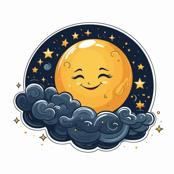 Mond Moon Handgezeichnete Comic Illustration Zeichentrickfilm Vector Doodle Stil — Stockvektor