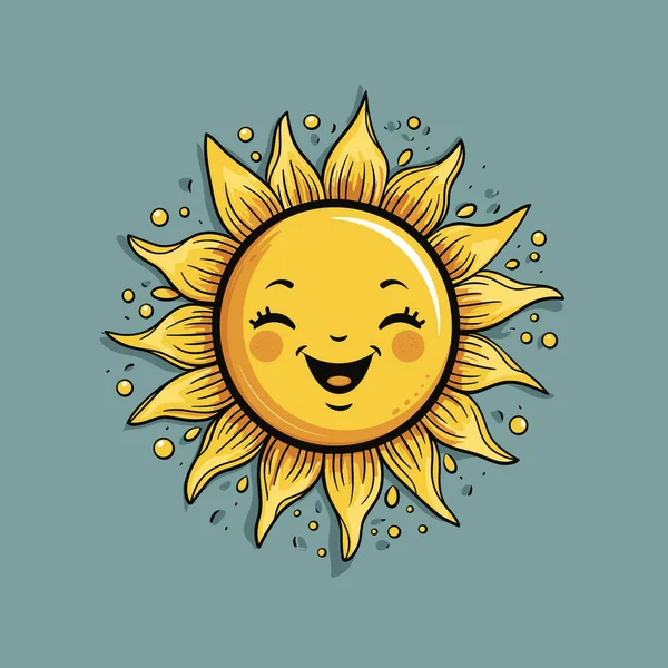 Güneş Güneş Ile Çizilmiş Çizgi Roman Çizimi Vektör Karalama Stili — Stok Vektör