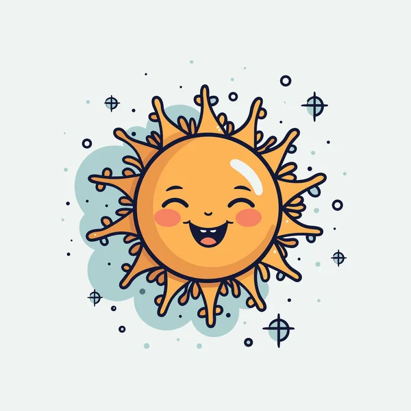 Solen Solen Handritad Serietidning Illustration Vektor Klotter Stil Tecknad Illustration — Stock vektor
