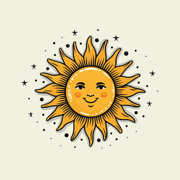 Sol Ilustração Quadrinhos Desenhada Mão Pelo Sol Vector Doodle Estilo —  Vetores de Stock