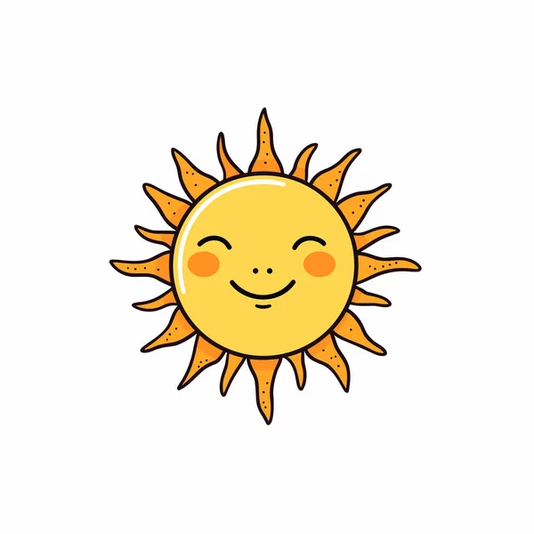 Soleil Illustration Dessinée Main Par Sun Illustration Vectorielle Dessin Animé — Image vectorielle