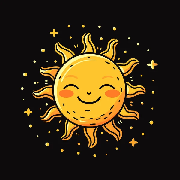 Güneş Güneş Ile Çizilmiş Çizgi Roman Çizimi Vektör Karalama Stili — Stok Vektör