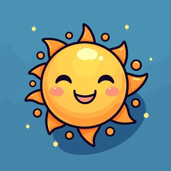 Sun Sluneční Ručně Kreslený Komiks Vektorové Kreslené Kreslené Ilustrace — Stockový vektor
