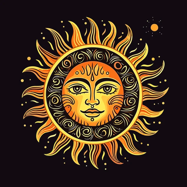 Сун Иллюстрация Комиксам Sun Векторная Иллюстрация Стиле Каракулей — стоковый вектор