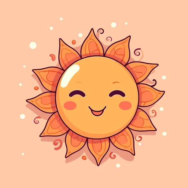 Soleil Illustration Dessinée Main Par Sun Illustration Vectorielle Dessin Animé — Image vectorielle