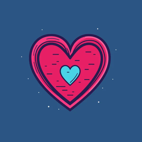 Сердце Сердечно Нарисованная Комическая Иллюстрация Векторная Иллюстрация Стиле Каракулей — стоковый вектор