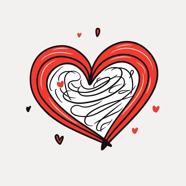 心臓だ 心手描きの漫画イラスト ベクトルドアスタイルの漫画イラスト — ストックベクタ