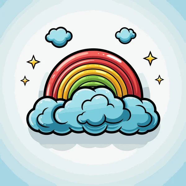 Rainbow Rainbow Hand Drawn Comic Illustration Vector Doodle Style Cartoon — Stock Vector