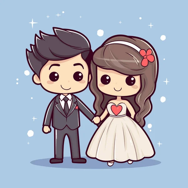 Wedding Wedding Hand Drawn Comic Illustration Vector Doodle Style Cartoon — Stock Vector