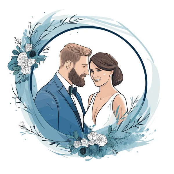 Ślub Ślub Ręcznie Rysowane Ilustracji Komiksu Wektor Doodle Styl Kreskówki — Wektor stockowy