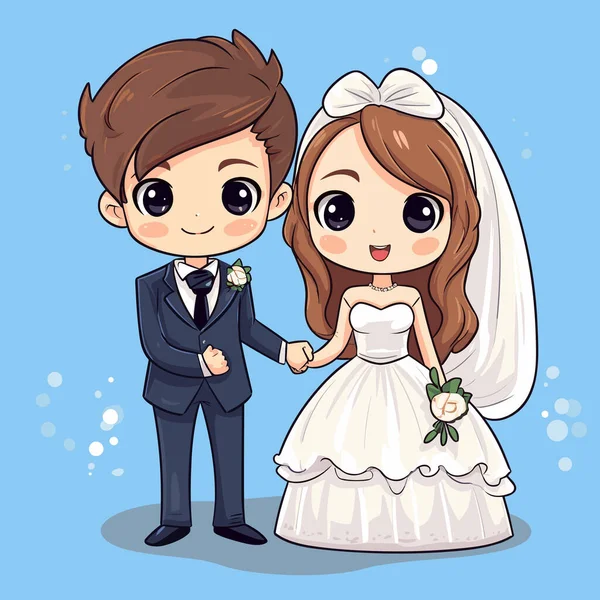 Casamento Casamento Desenhado Mão Ilustração Cômica Vector Doodle Estilo Desenho —  Vetores de Stock