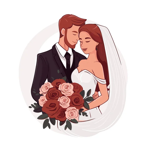 Svatba Svatební Ručně Kreslený Komiks Vektorové Kreslené Kreslené Ilustrace — Stockový vektor