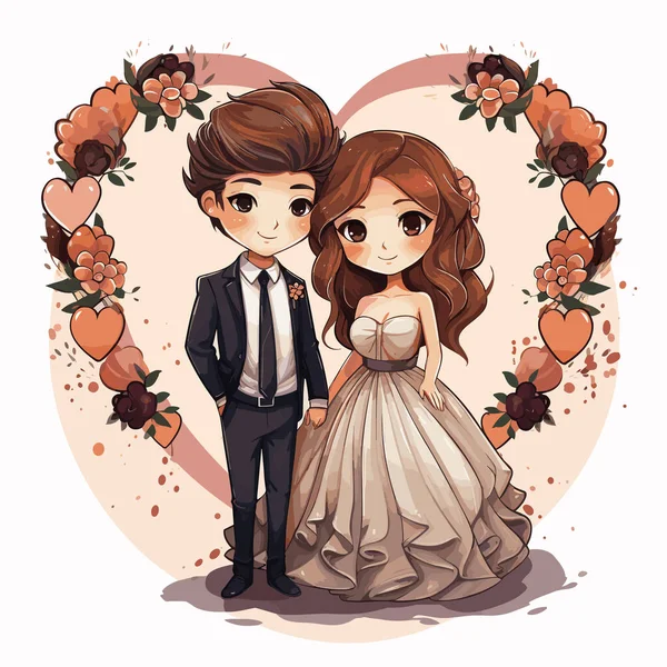 Γάμος Χειροποίητη Εικονογράφηση Κόμικ Γάμου Εικονογράφηση Στυλ Διανυσματικών Σκίτσων — Διανυσματικό Αρχείο