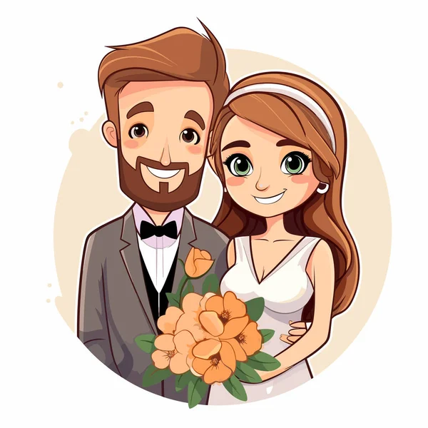Γάμος Χειροποίητη Εικονογράφηση Κόμικ Γάμου Εικονογράφηση Στυλ Διανυσματικών Σκίτσων — Διανυσματικό Αρχείο
