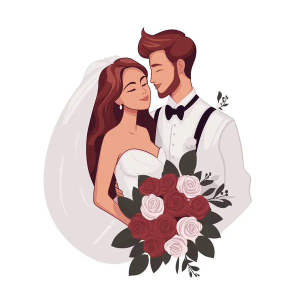 Svatba Svatební Ručně Kreslený Komiks Vektorové Kreslené Kreslené Ilustrace — Stockový vektor