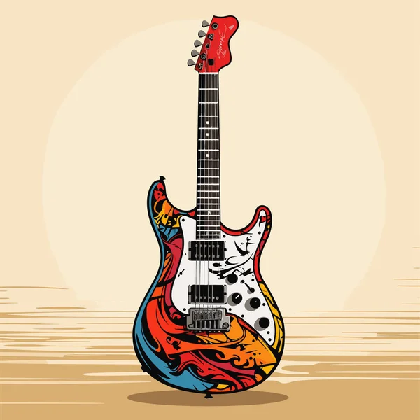 Guitarra Eléctrica Guitarra Eléctrica Dibujada Mano Ilustración Cómica Vector Doodle — Vector de stock