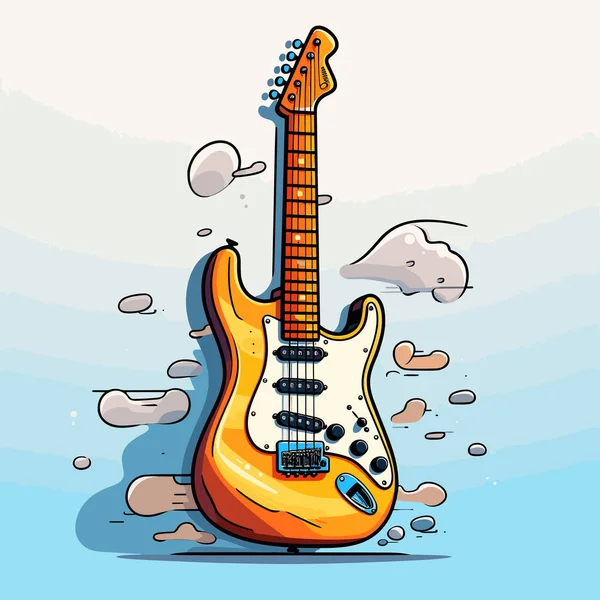 Chitarra Elettrica Chitarra Elettrica Disegnata Mano Illustrazione Fumetti Illustrazione Del — Vettoriale Stock