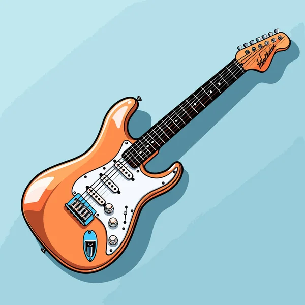 Guitarra Eléctrica Guitarra Eléctrica Dibujada Mano Ilustración Cómica Vector Doodle — Vector de stock