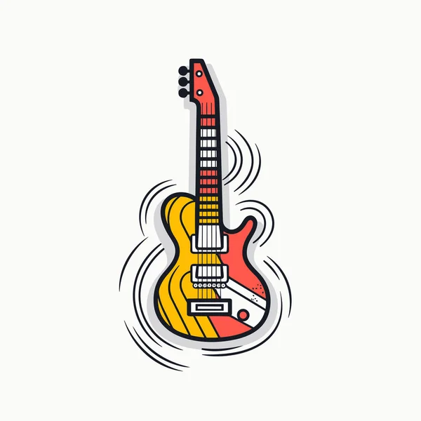 Electric Guitar Electric Guitar Hand Drawn Comic Illustration Vector Doodle — Stock Vector