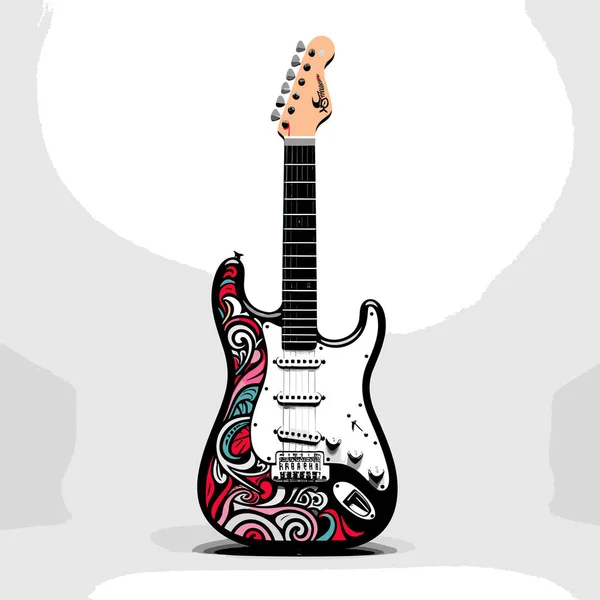 Gitarre Handgezeichnete Comic Illustration Zur Gitarre Zeichentrickfilm Vector Doodle Stil — Stockvektor
