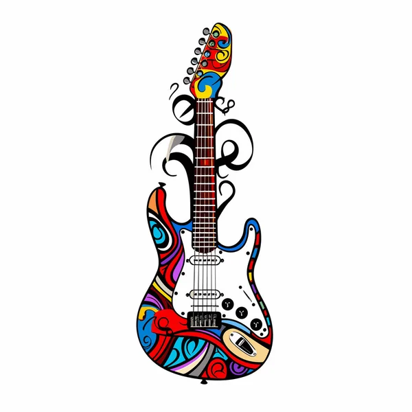 Guitare Électrique Guitare Électrique Dessinée Main Illustration Comique Illustration Vectorielle — Image vectorielle