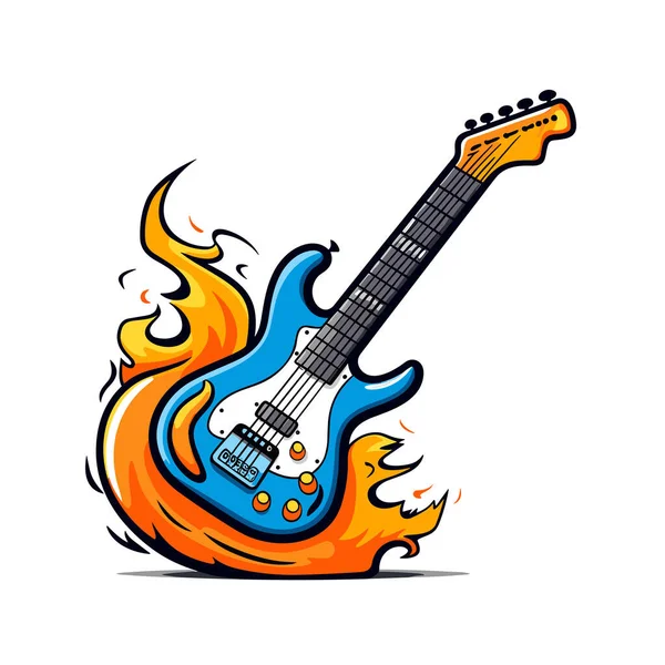 Gitara Elektryczna Gitara Elektryczna Ręcznie Rysowane Ilustracji Komiksu Wektor Doodle — Wektor stockowy
