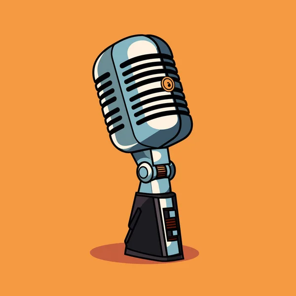 Mikrofon Mikrofon Handgezeichnete Comic Illustration Zeichentrickfilm Vector Doodle Stil — Stockvektor