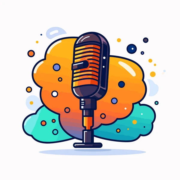Microphone Microphone Hand Drawn Comic Illustration Vector Doodle Style Cartoon — Stock Vector