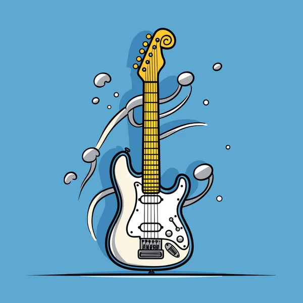 Guitarra Elétrica Guitarra Elétrica Desenhada Mão Ilustração Cômica Vector Doodle — Vetor de Stock