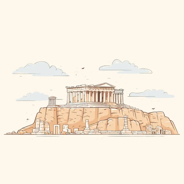 Acropole Acropole Illustration Comique Dessinée Main Illustration Vectorielle Dessin Animé — Image vectorielle