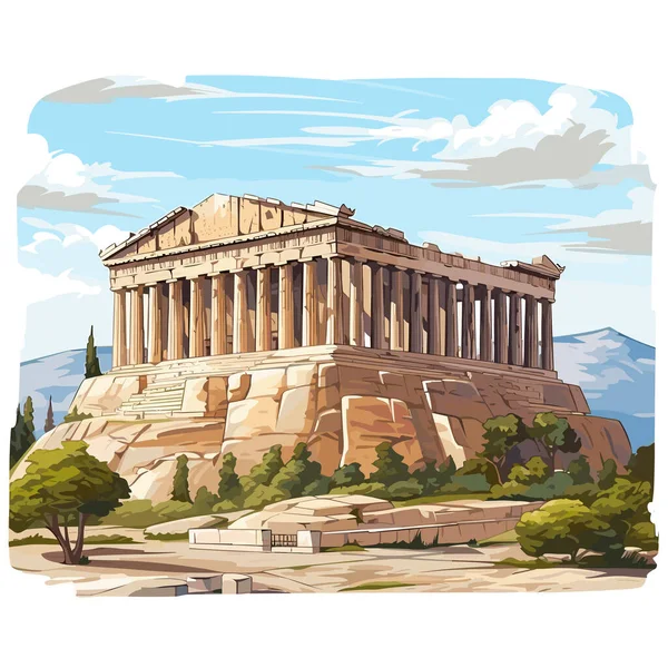 Akropolis Akropolis Yapımı Çizgi Roman Çizimi Vektör Karalama Stili Çizgi — Stok Vektör
