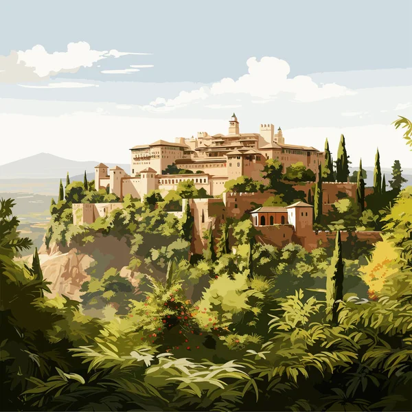 Alhambra Alhambra手绘漫画插图 矢量涂鸦风格卡通画 — 图库矢量图片
