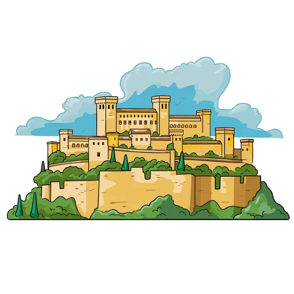 Alhambra Alhambra Ilustración Cómica Dibujada Mano Vector Doodle Estilo Ilustración — Archivo Imágenes Vectoriales