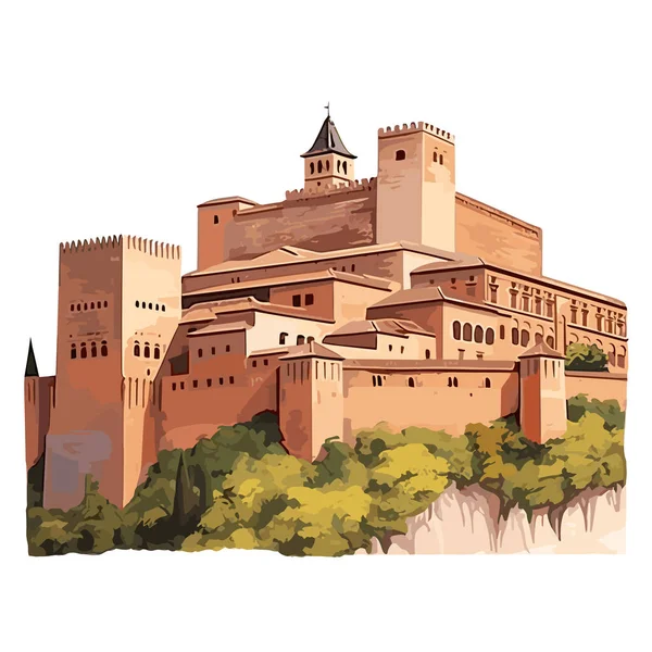 Alhambra Alhambra Desenhada Mão Ilustração Quadrinhos Vector Doodle Estilo Desenho —  Vetores de Stock