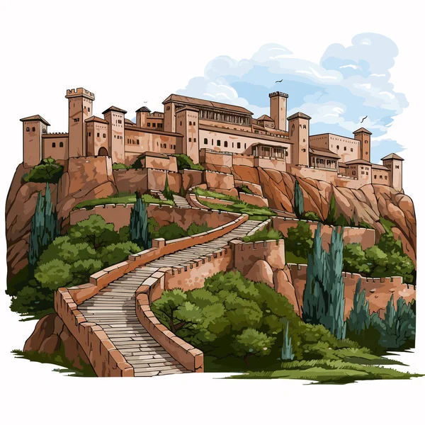 Alhambra Alhambra Met Hand Getekend Stripverhaal Vector Doodle Stijl Cartoon — Stockvector