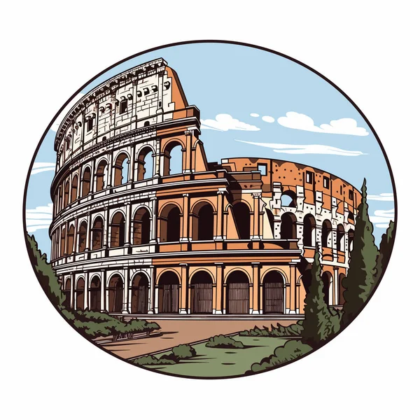 Κολοσσαίο Χειροποίητη Κωμική Απεικόνιση Colosseum Εικονογράφηση Στυλ Διανυσματικών Σκίτσων — Διανυσματικό Αρχείο