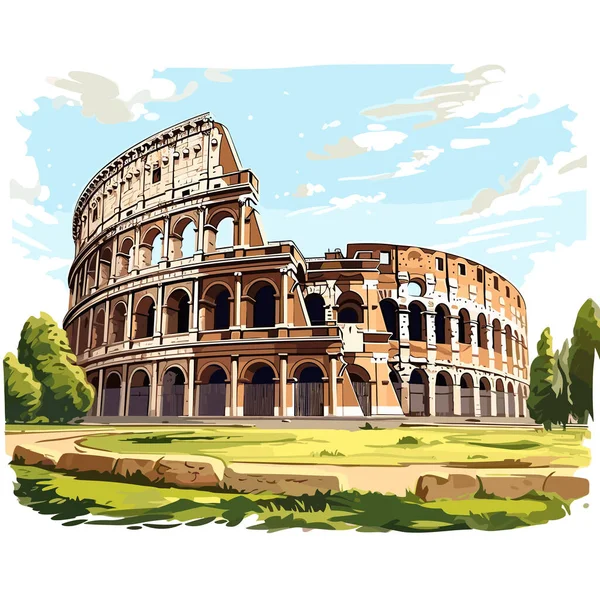 Colosseum Colosseum Hand Drawn Comic Illustration Vector Doodle Style Cartoon — Stock Vector