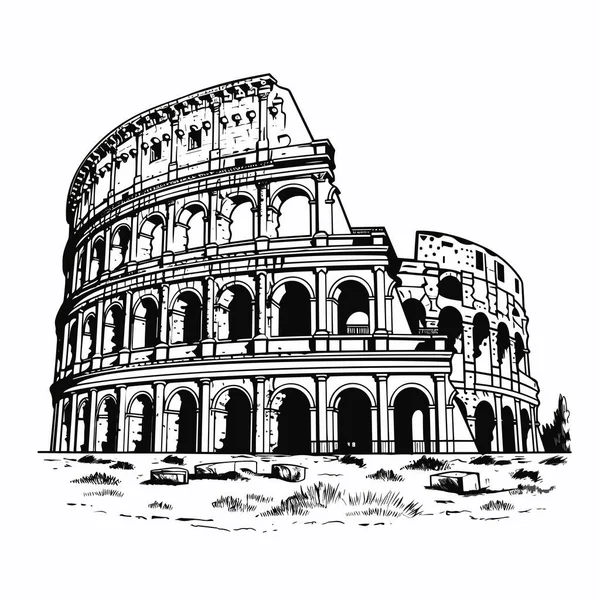 Koloseum Ručně Kreslený Komiks Koloseum Vektorové Kreslené Kreslené Ilustrace — Stockový vektor