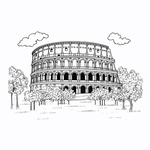 Coliseu Coliseu Desenhado Mão Ilustração Quadrinhos Vector Doodle Estilo Desenho —  Vetores de Stock