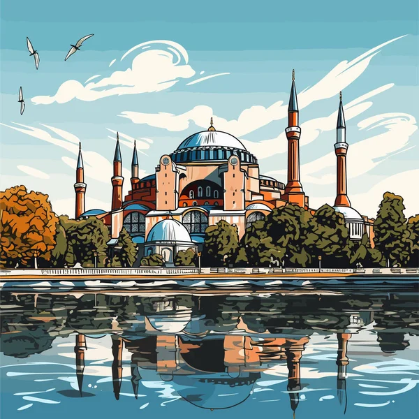 Ayasofya Ayasofya Elle Çizilmiş Komik Çizim Vektör Karalama Stili Çizgi — Stok Vektör