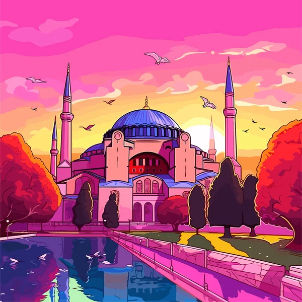 Hagia Sophia Hagia Sophia手绘漫画 矢量涂鸦风格卡通画 — 图库矢量图片