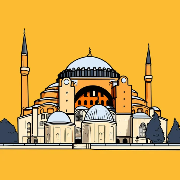 Santa Sofía Hagia Sophia Ilustración Cómica Dibujada Mano Vector Doodle — Vector de stock