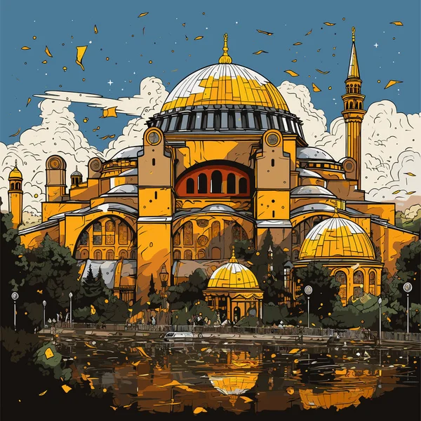 Hagia Sophia Hagia Sophia Handritad Serietidning Vektor Klotter Stil Tecknad — Stock vektor