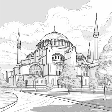 Ayasofya. Ayasofya elle çizilmiş komik çizim. Vektör karalama stili çizgi film çizimi