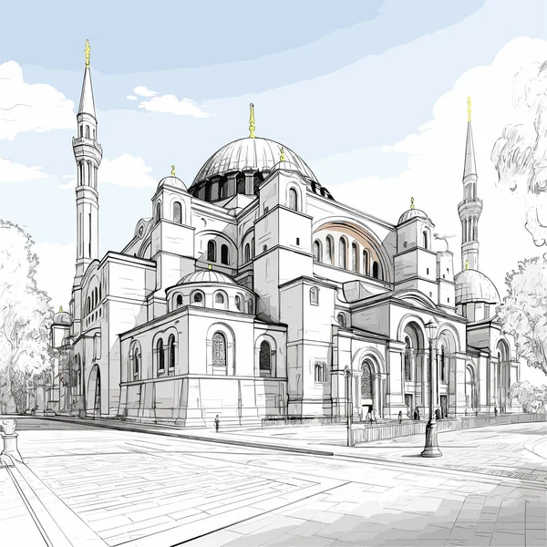 Hagia Sophia Hagia Sophia Desenhada Mão Ilustração Quadrinhos Vector Doodle — Vetor de Stock