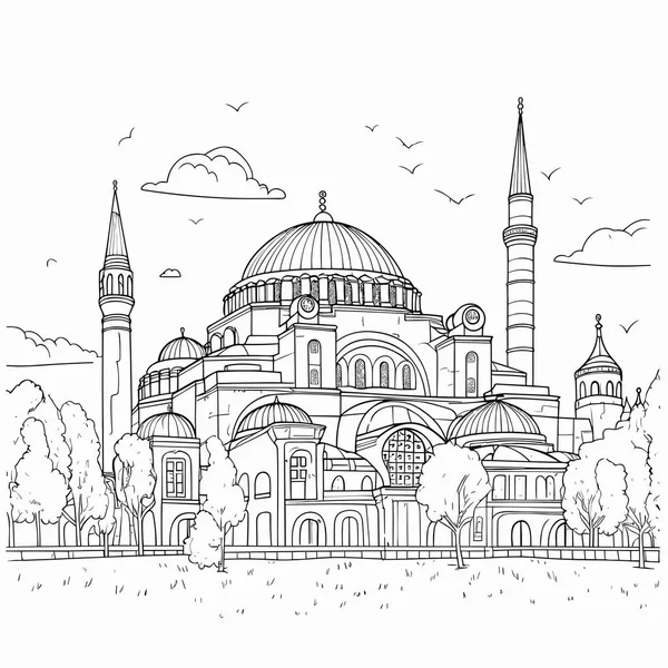 Hagia Sophia Hagia Sophia Ručně Kreslený Komiks Ilustrace Vektorové Kreslené — Stockový vektor