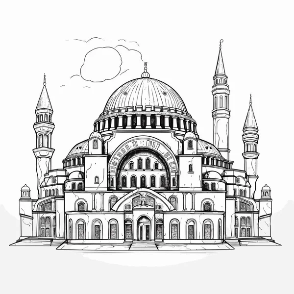 Hagia Sophia Hagia Sophia Met Hand Getekend Stripverhaal Vector Doodle — Stockvector